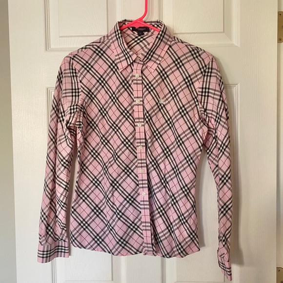 Burberry Tops - Pink plaid Burberry dress shirt